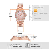 Michael Kors Lexington Three Hand Mother of Pearl Pink Dial Rose Gold Steel Strap Watch For Women - MK7444