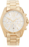 Michael Kors Bradshaw Chronograph White Dial Gold Steel Strap Watch For Women - MK6266