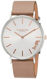 Coach Perry Silver Dial Light Brown Leather Strap Watch for Women - 14503119