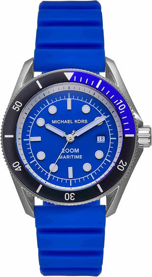 Michael Kors Maritime Three-Hand Analog Blue Dial Blue Silicone Strap Watch for Men - MK9156