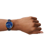 Fossil Jacqueline Blue Dial Blue Leather Strap Watch for Women - ES4673