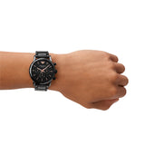 Emporio Armani Luigi Ceramic Chronograph Black Dial Black Strap Watch For Men - AR1509