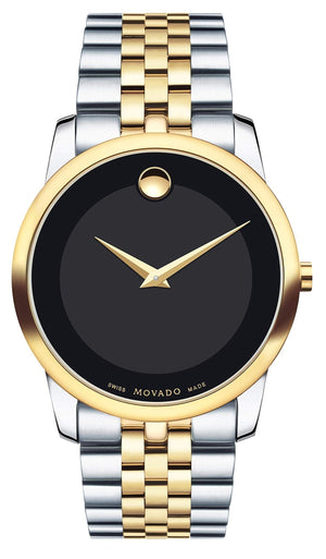 Movado Museum Classic Black Dial Two Tone Steel Strap Watch For Men - 606899