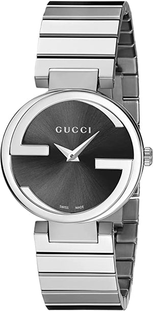 Gucci Interlocking G Quartz Black Dial Black Steel Strap Watch For Women - YA133502