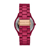 Michael Kors Slim Runway Red Dial Red Steel Strap Watch For Women - MK4505