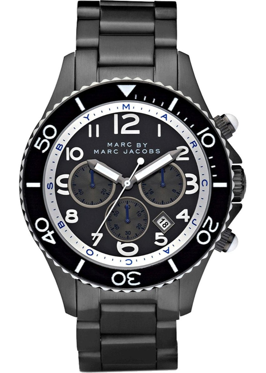 Marc Jacobs Rock Chronograph Limited Edition Gray Dial Gray Steel Strap Watch for Women - MBM5025