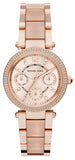 Michael Kors Parker Pink Dial Two Tone Steel Strap Watch for Women - MK6110