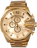 Diesel Mega Chief Gold Dial Gold Steel Strap Watch For Men - DZ4360