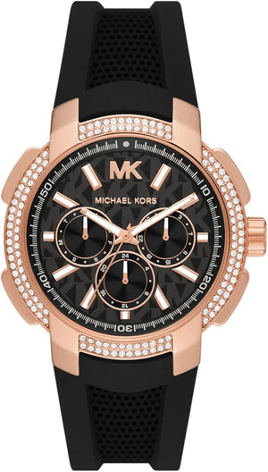 Michael Kors Sydney Pave Black Dial Black Silicone Strap Watch for Women - MK7245