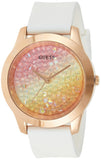 Guess Crush Crystals Gold Dial White Rubber Strap Watch for Women - W1223L3