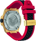 Versace Chain Reaction Quartz Black Dial Red & Black Rubber Strap Watch for Men - VEDY00319