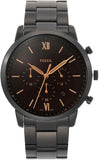 Fossil Neutra Chronograph Black Dial Black Steel Strap Watch for Men - FS5525