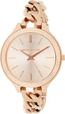 Michael Kors Slim Runway Rose Gold Dial Rose Gold Steel Strap Watch for Women - MK3223