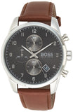 Hugo Boss Navigator Grey Dial Brown Leather Strap Watch for Men - 1513494