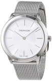 Calvin Klein Minimal White Dial Silver Mesh Bracelet Watch for Men - K3M22126