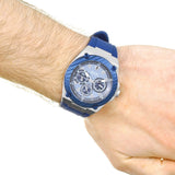 Guess Legacy Grey Dial Blue Silicone Strap Watch For Men - W1049G1