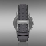 Burberry The City Chronograph Ion Plated Grey Dial Grey Leather Strap Watch for Men - BU9384