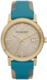 Burberry The City Gold Dial Blue Leather Strap Watch for Women - BU9018