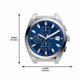 Fossil Everett Chronograph Blue Dial Silver Steel Strap Watch for Men - FS5795