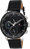 Tommy Hilfiger Trent Chronograph Quartz Black Dial Black Leather Strap Watch For Men - 1791810