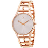 Calvin Klein Stately White Dial Rose Gold Steel Strap Watch for Women - K3G23626