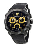 Versace Dylos Chronograph Black Dial Black Rubber Strap Watch for Men - VQC020015