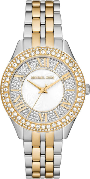 Michael Kors Harlowe Three-Hand Crystals White Dial Two Tone Steel Strap Watch for Women - MK4811