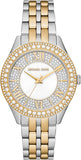 Michael Kors Harlowe Three-Hand Crystals White Dial Two Tone Steel Strap Watch for Women - MK4811