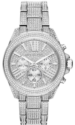 Michael Kors Wren Chronograph Crystals Silver Dial Silver Steel Strap Watch For Women - MK6317