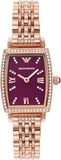 Emporio Armani Two Hand Diamonds Burgundy Dial Rose Gold Steel Strap Watch For Women - AR11488