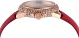 Michael Kors Camille Three Hand Crystals Rose Gold Dial Red Leather Strap Watch For Women - MK4701