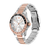 Emporio Armani Sea Explorer GMT Quartz White Dial Two Tone Steel Strap Watch For Men - AR11591