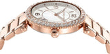 Michael Kors Parker Three-Hand Mother of Pearl White Dial Rose Gold Steel Strap Watch For Women - MK4695