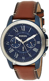 Fossil Grant Chronograph Blue Dial Brown Leather Strap Watch for Men - FS5151