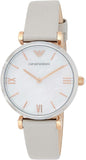 Emporio Armani Gianni T Bar Quartz Mother of Pearl Dial White Leather Strap Watch For Women - AR1965