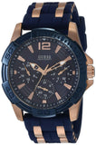 Guess Oasis Blue Dial Blue & Rose Gold Stainless Steel Strap Watch For Men - W0366G4