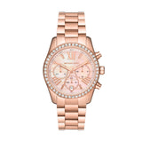 Michael Kors Lexington Chronograph Rose Gold Dial Rose Gold Steel Strap Watch for Women - MK7242