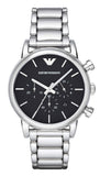 Emporio Armani Chronograph Black Dial Silver Steel Strap Watch For Men - AR1853