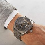 Diesel Mega Chief Chronograph Grey Dial Grey Steel Strap Watch For Men - DZ4466