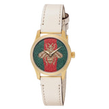 Gucci G Timeless Quartz Red & Green Dial Beige Leather Strap Watch For Women - YA1265009