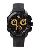 Versace Dylos Chronograph Black Dial Black Rubber Strap Watch for Men - VQC020015