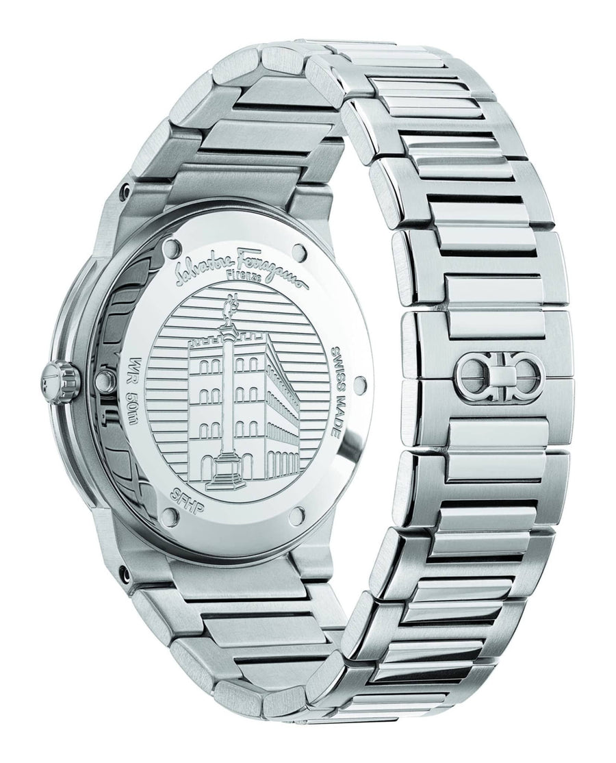 Salvatore Ferragamo Sapphire Blue Dial Silver Steel Strap Watch for Men - SFHP006-20