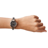 Fossil Georgia Smoke Grey Dial Grey Leather Strap Watch for Women - ES3077