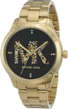 Michael Kors Runway Quartz Black Dial Gold Steel Strap Watch For Women - MK6682