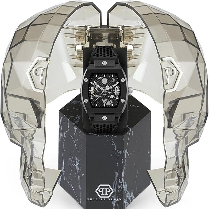 Philipp Plein The Skeleton Black Dial Black Silicone Strap Watch for Men - PWVBA0423