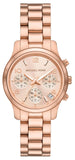 Michael Kors Runway Chronograph Rose Gold Dial Rose Gold Steel Strap Watch For Women - MK7327