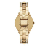 Michael Kors Runway Mercer Crystals Silver Dial Gold Steel Strap Watch For Women - MK6715