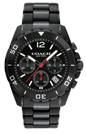 Coach Kent Chronograph Black Dial Black Steel Strap Watch for Men - 14602554