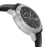 Burberry The City Chronograph Black Dial Black Leather Strap Watch for Men - BU9356