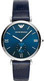 Emporio Armani Gianni T Bar Quartz Blue Dial Blue Leather Strap Watch For Men - AR11300